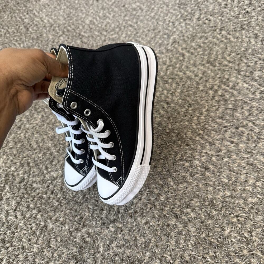 Converse Trainers Size US 6 EVA Lift Black White Platform Casual Shoes GS New - Picture 3 of 7